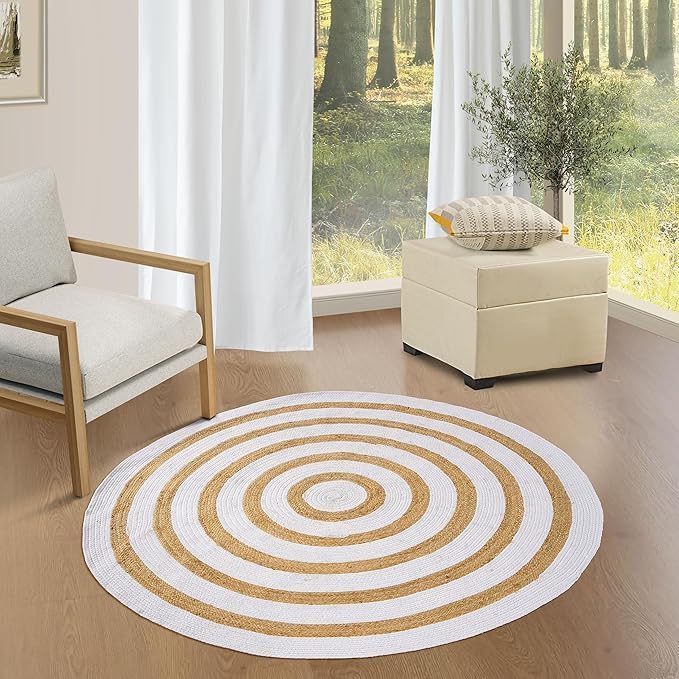 Handmade Jute Cotton Round Area Rug