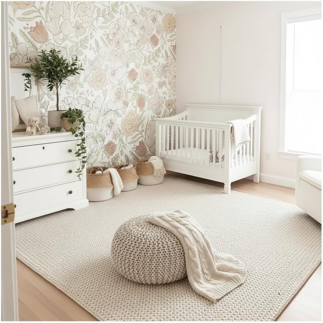 Handwoven Textured Natural Wool Area Rug