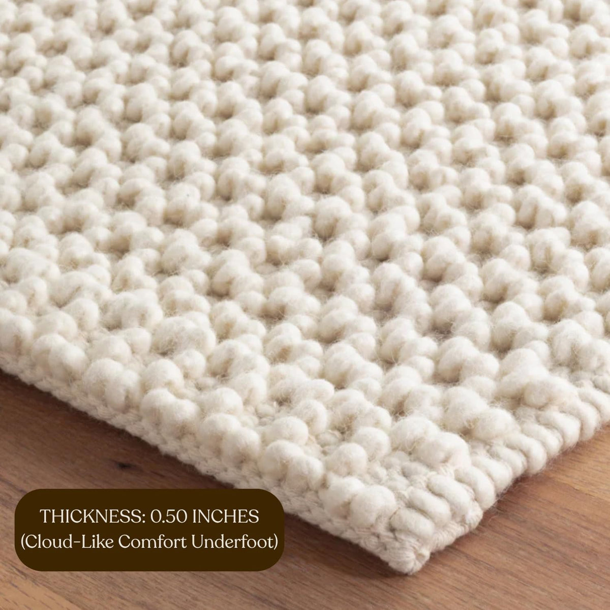 Handwoven Textured Natural Wool Area Rug
