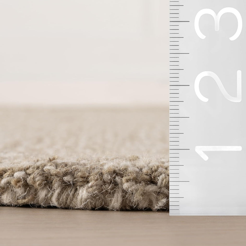 Hand‑Hooked Solid Wool Indoor Area Rug