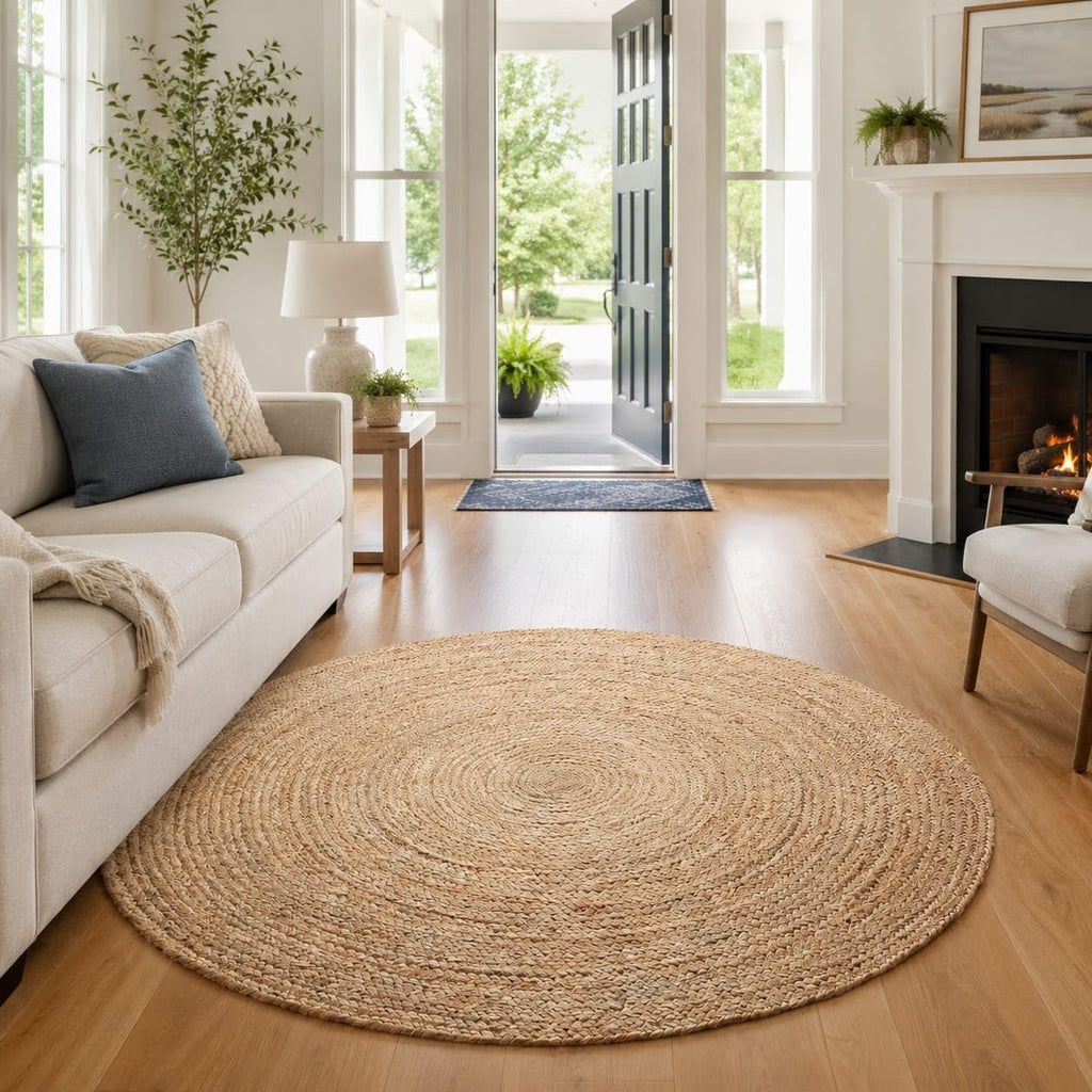 Rustic Braided Jute Round Area Rug