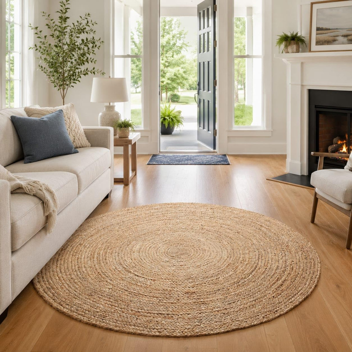 Rustic Braided Jute Round Area Rug