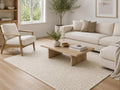 Handwoven Textured Natural Wool Area Rug