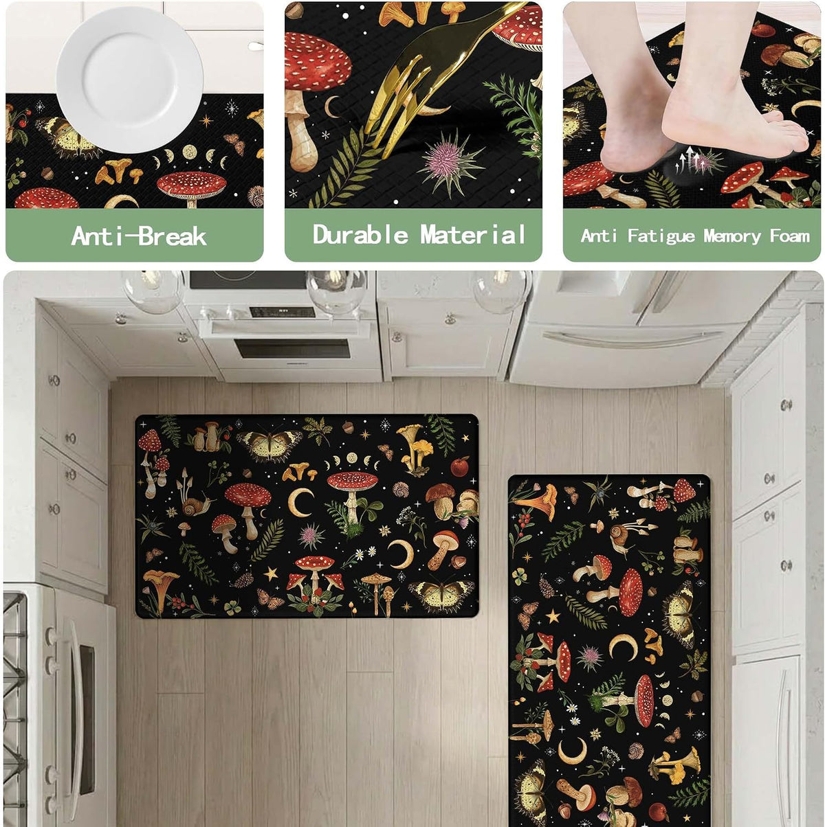 Waterproof Anti‑Fatigue Kitchen Rug Set