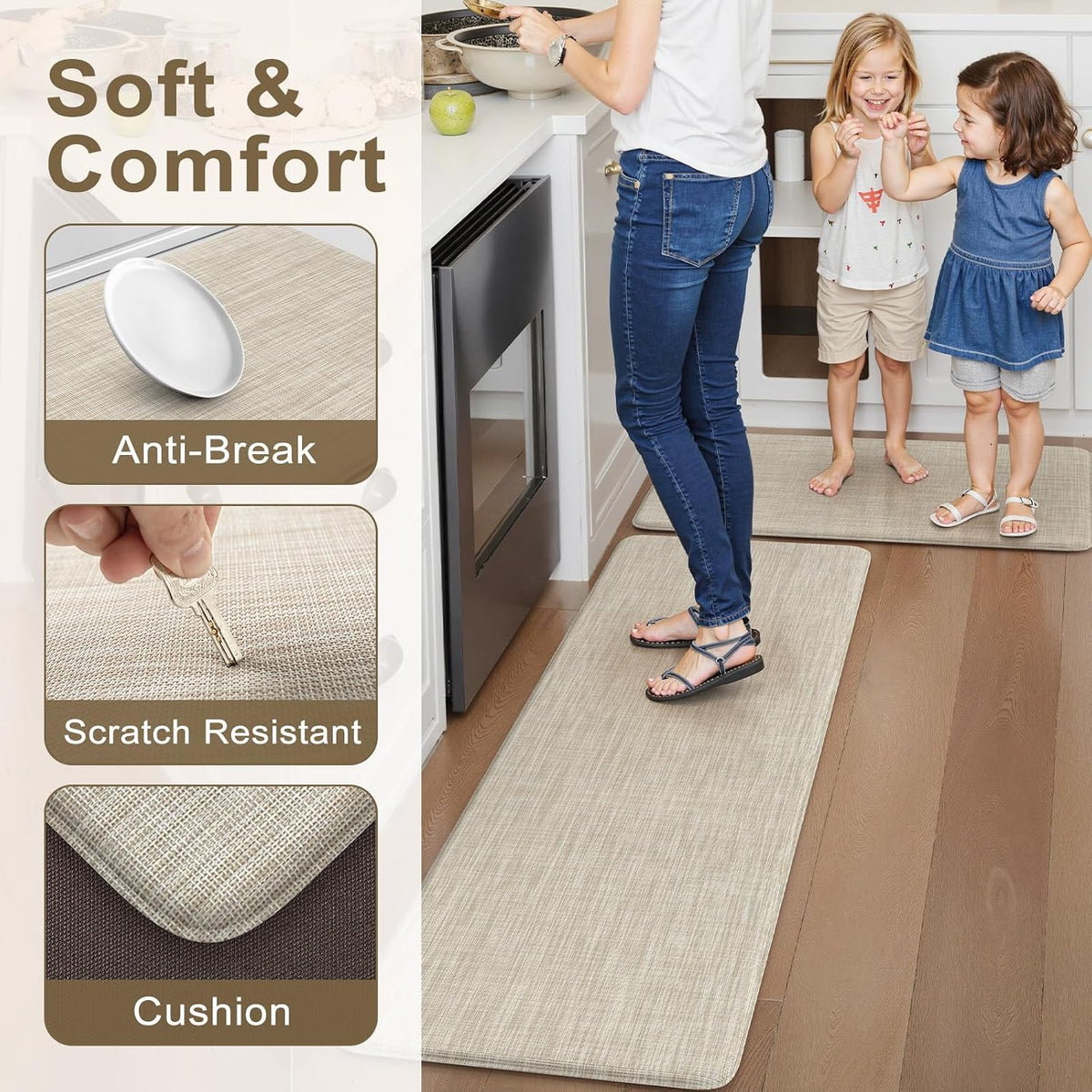 Waterproof Anti‑Fatigue Kitchen Mat Set