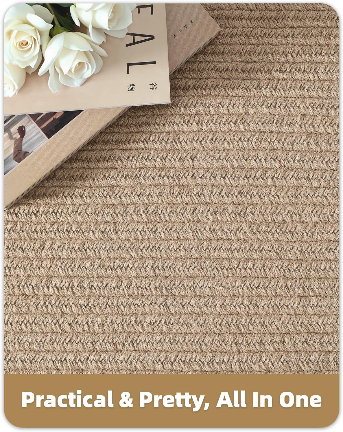 Reversible Hand‑Woven Natural Jute Area Rug