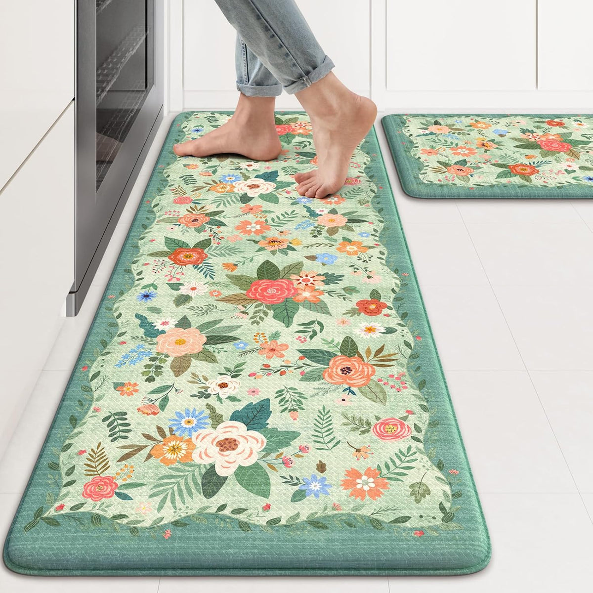 Farmhouse Anti‑Fatigue Kitchen Floor Mats