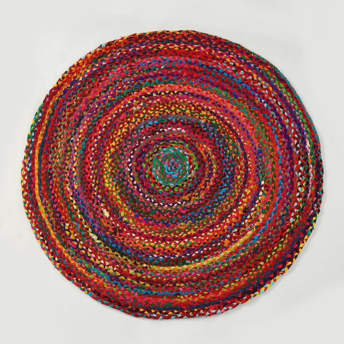 Hand‑Woven Jute Cotton Round Area Rug