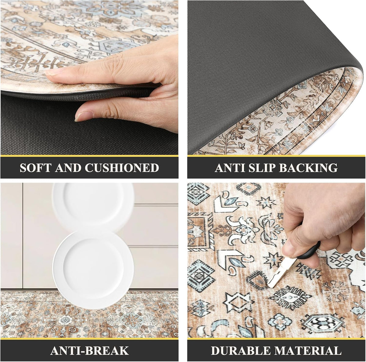 Non‑Slip Cushioned Anti‑Fatigue Kitchen Mats