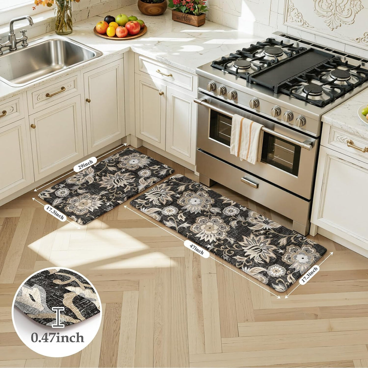 Cushioned Anti‑Fatigue Kitchen Mat Set