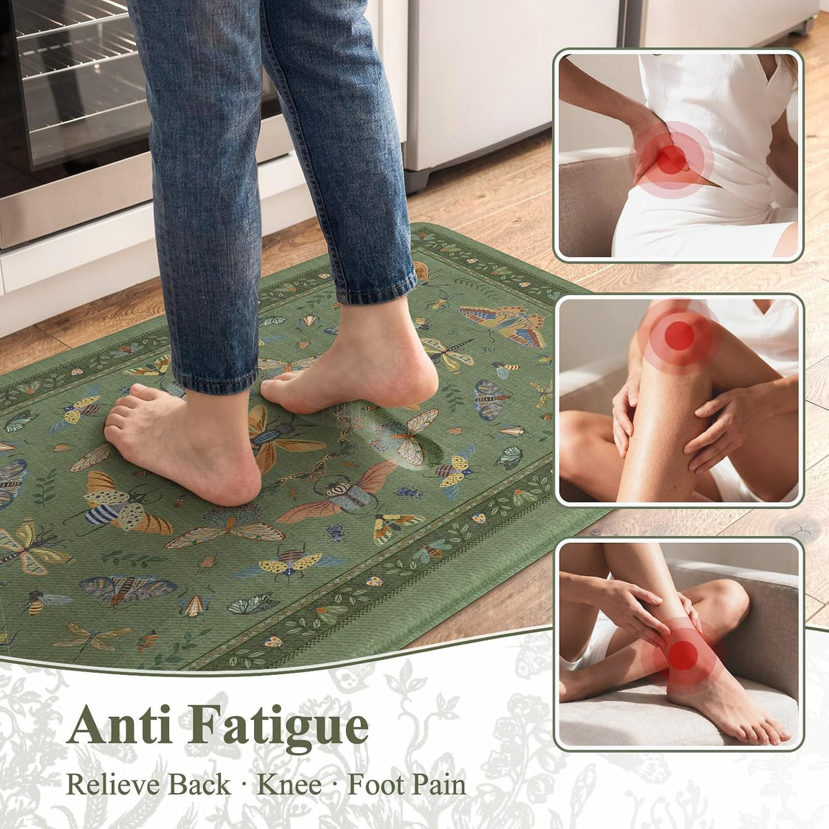 Cushioned Anti‑Fatigue Kitchen Rug Set