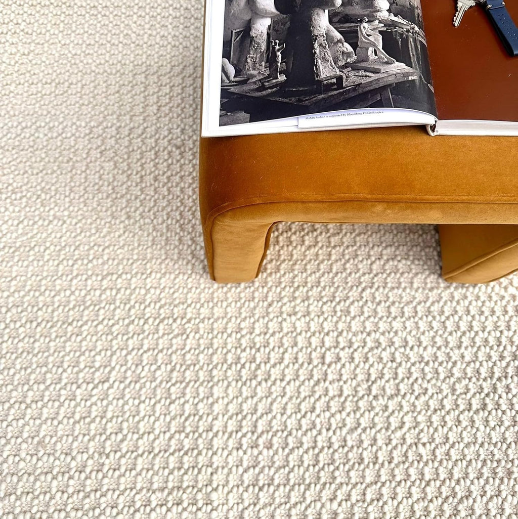 Handwoven Textured Natural Wool Area Rug