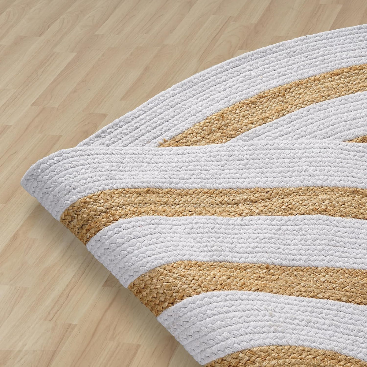 Handmade Jute Cotton Round Area Rug