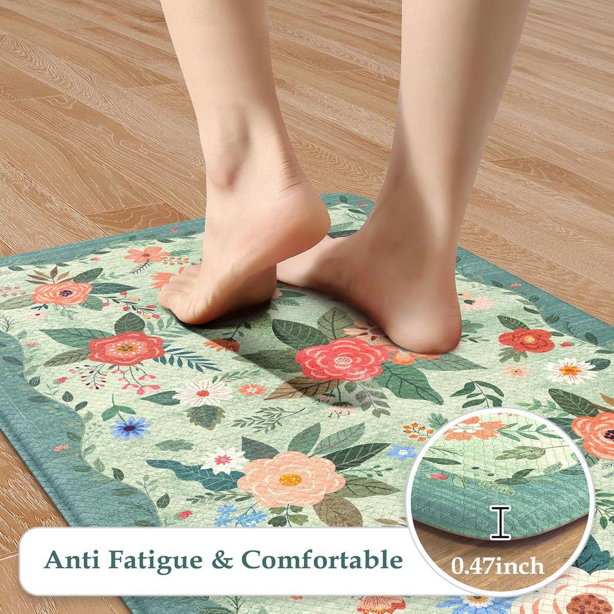 Farmhouse Anti‑Fatigue Kitchen Floor Mats