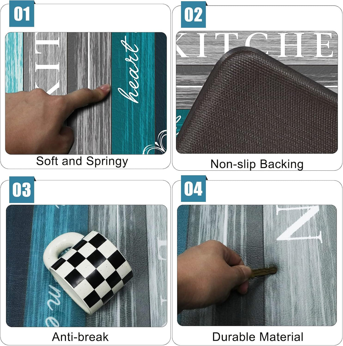 Non‑Slip Cushioned Anti‑Fatigue Kitchen Mat