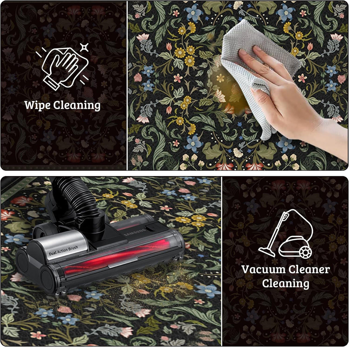 Floral Cushioned Anti‑Fatigue Kitchen Rugs