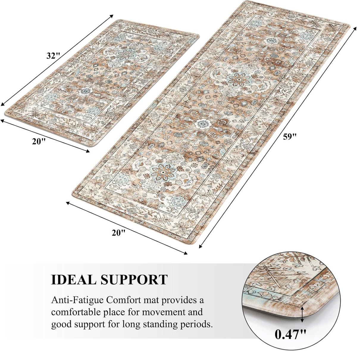 Non‑Slip Cushioned Anti‑Fatigue Kitchen Mats