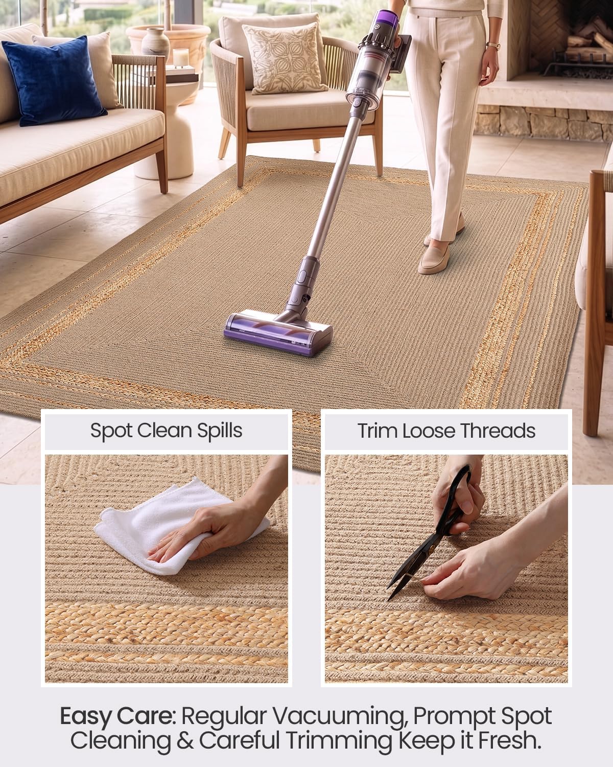 Woven Farmhouse Indoor‑Outdoor Jute Rug