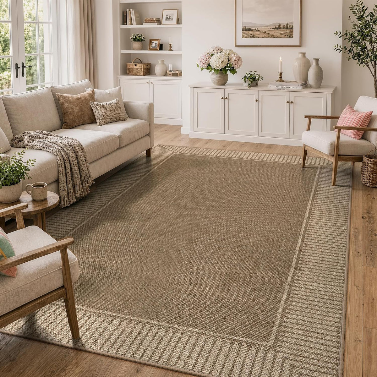Striped Indoor‑Outdoor Farmhouse Area Rug