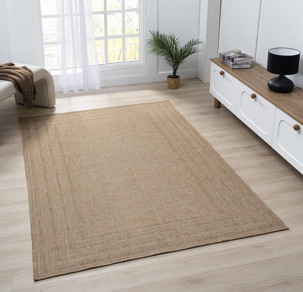 Bordered Weather‑Resistant Indoor‑Outdoor Rug