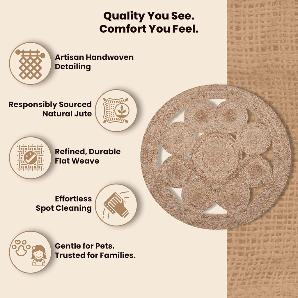 Boho Braided Natural Jute Round Rug