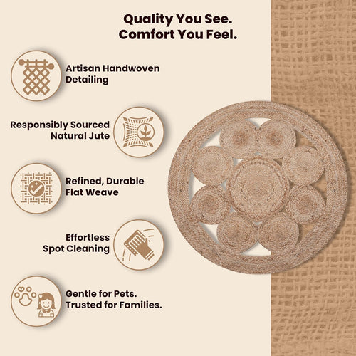 Boho Braided Natural Jute Round Rug