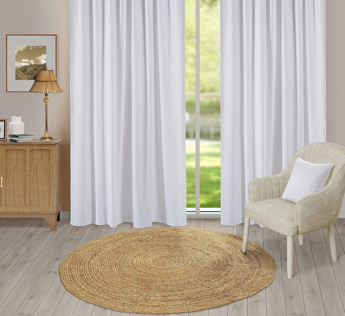 Rustic Braided Jute Round Area Rug