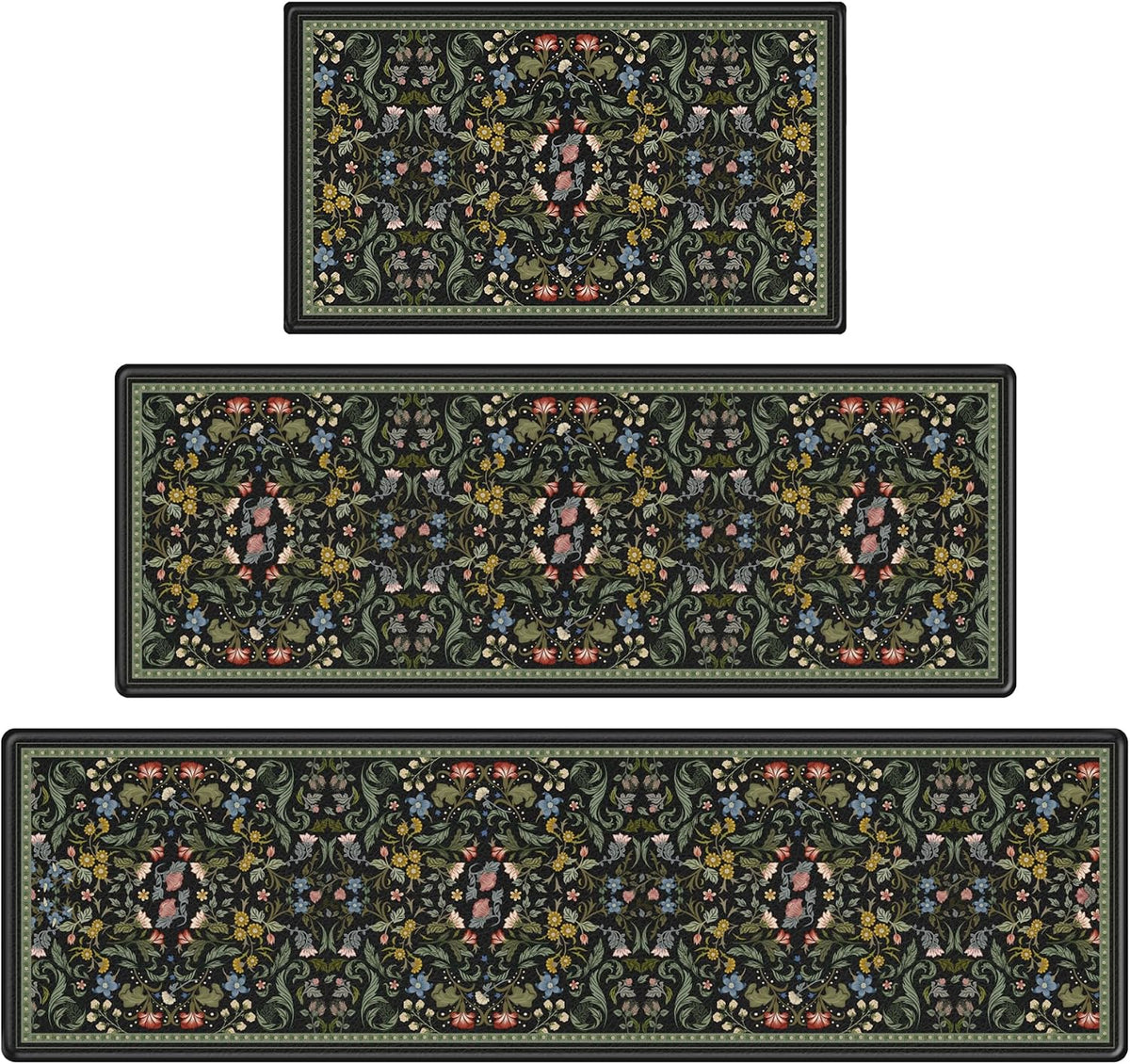 Floral Cushioned Anti‑Fatigue Kitchen Rugs