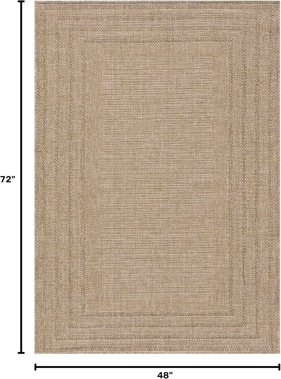 Bordered Weather‑Resistant Indoor‑Outdoor Rug