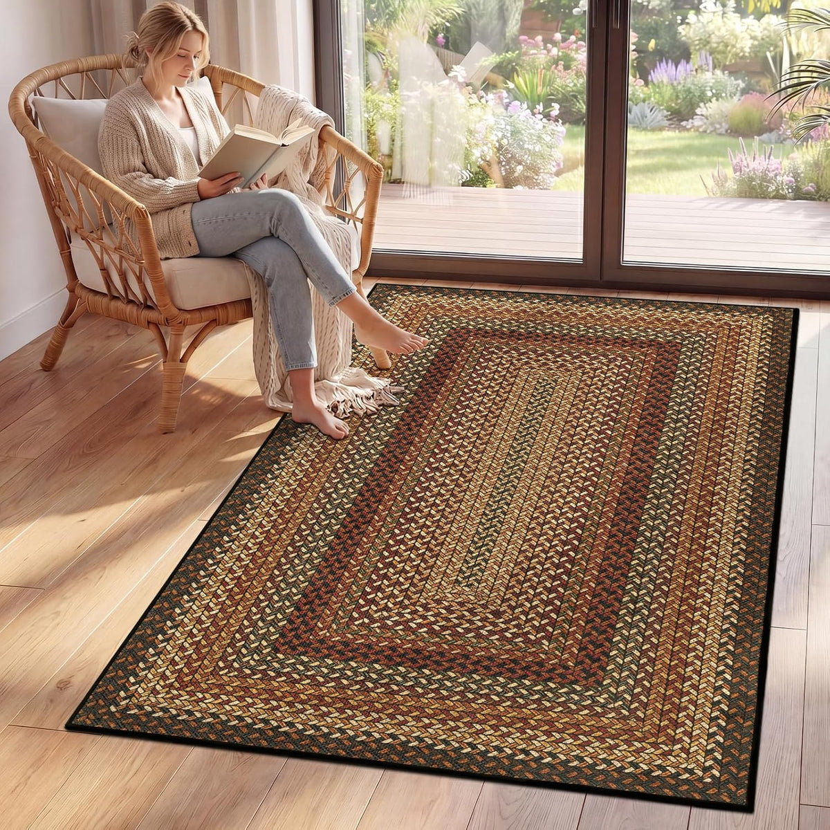 Braided Faux‑Jute Outdoor Entryway Rug