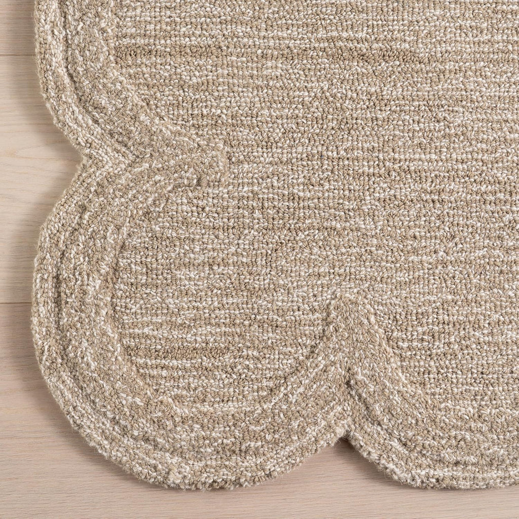 Hand‑Hooked Solid Wool Indoor Area Rug