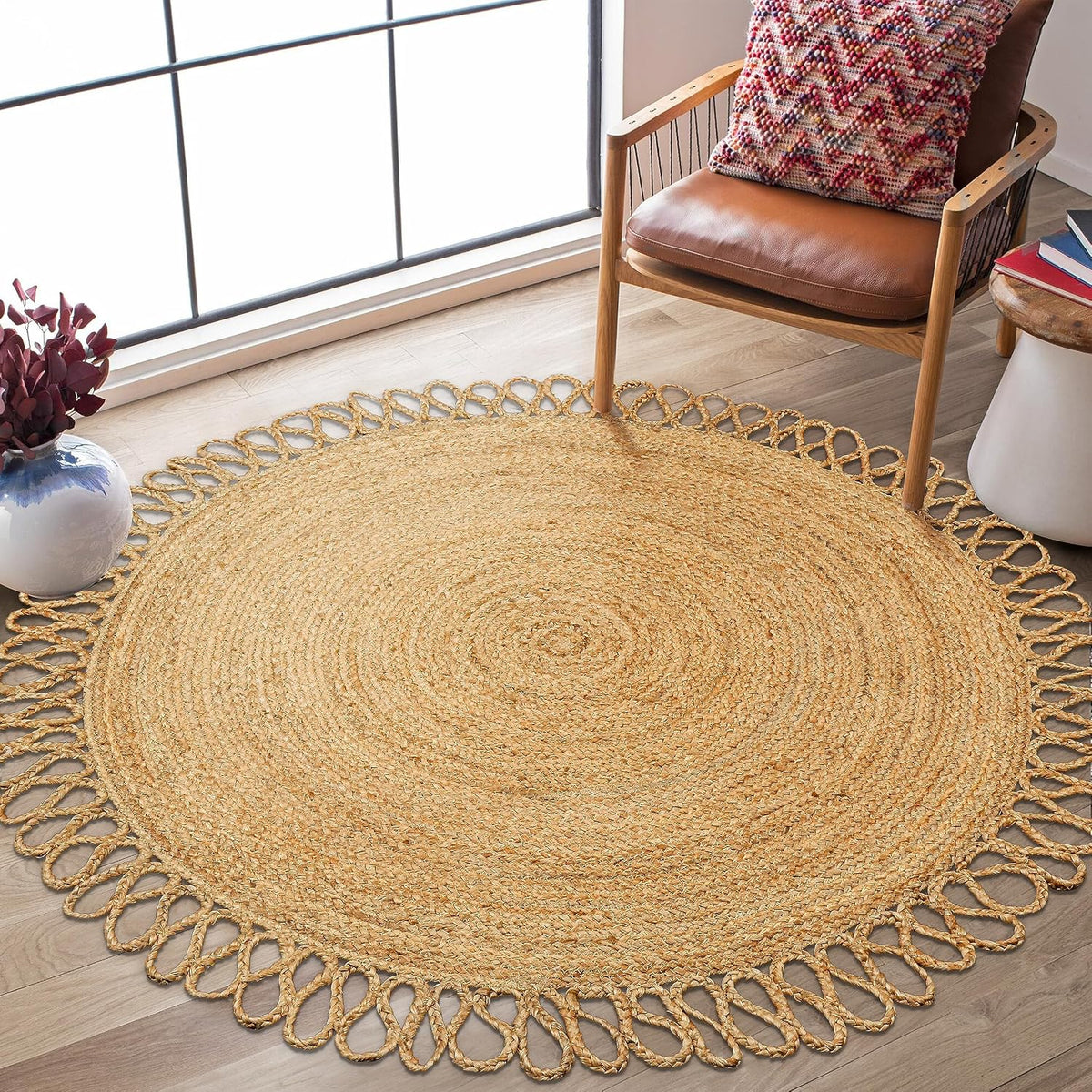 Farmhouse Braided Jute Round Area Rug