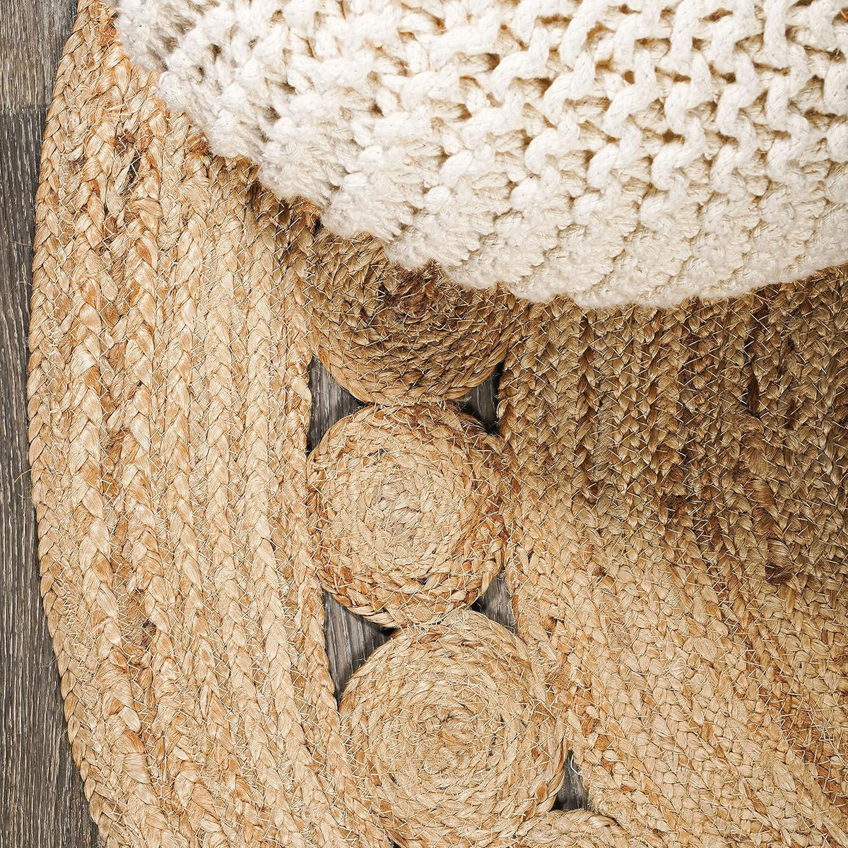 Boho Natural Jute Round Indoor Area Rug