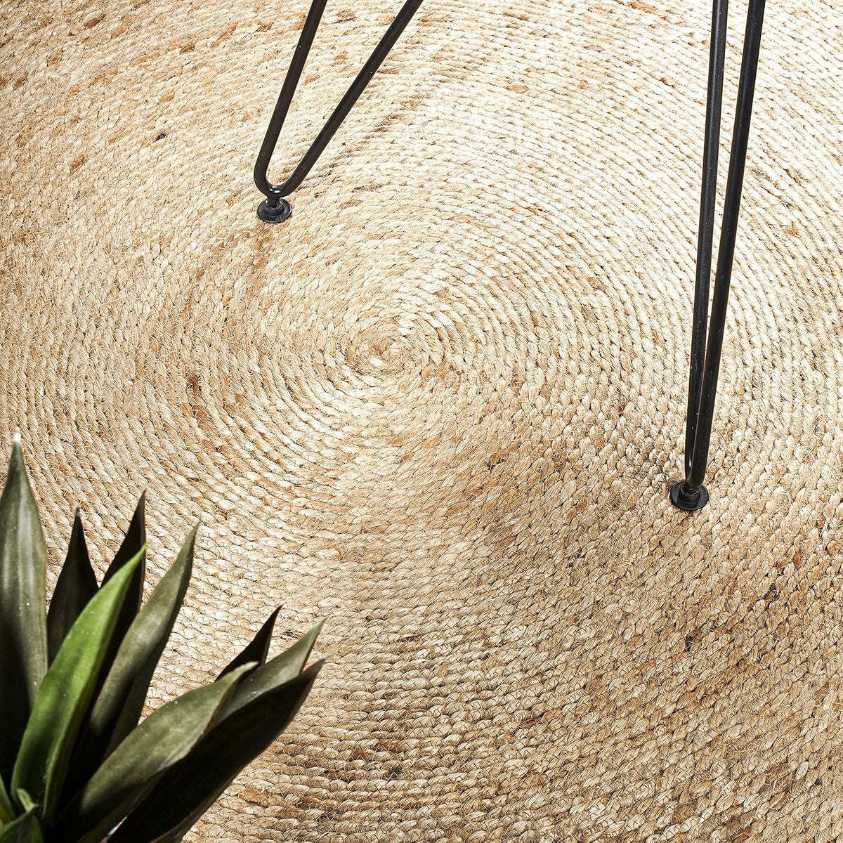 Boho Natural Jute Round Indoor Area Rug