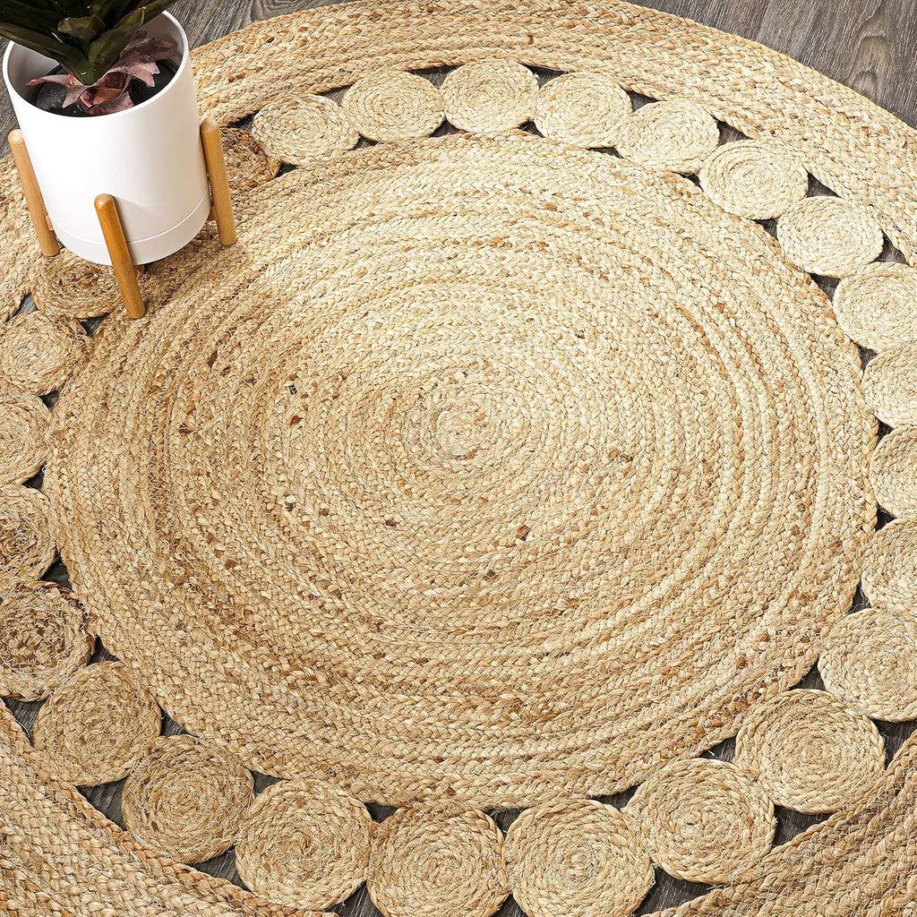 Boho Natural Jute Round Indoor Area Rug