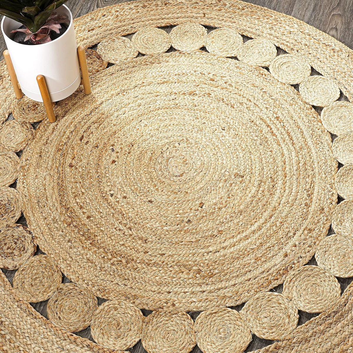 Boho Natural Jute Round Indoor Area Rug