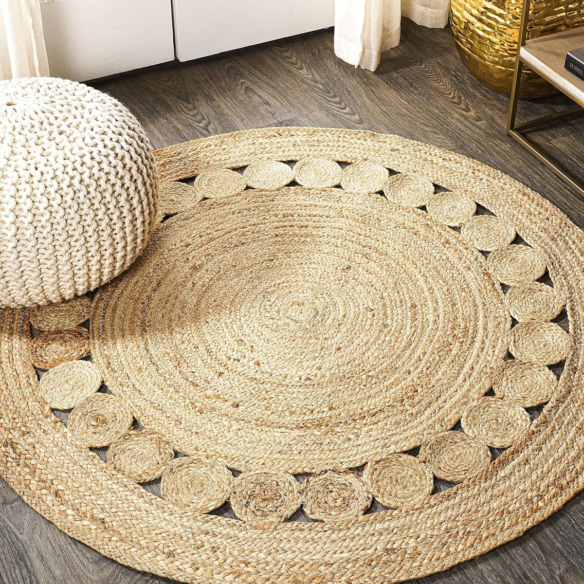 Boho Natural Jute Round Indoor Area Rug