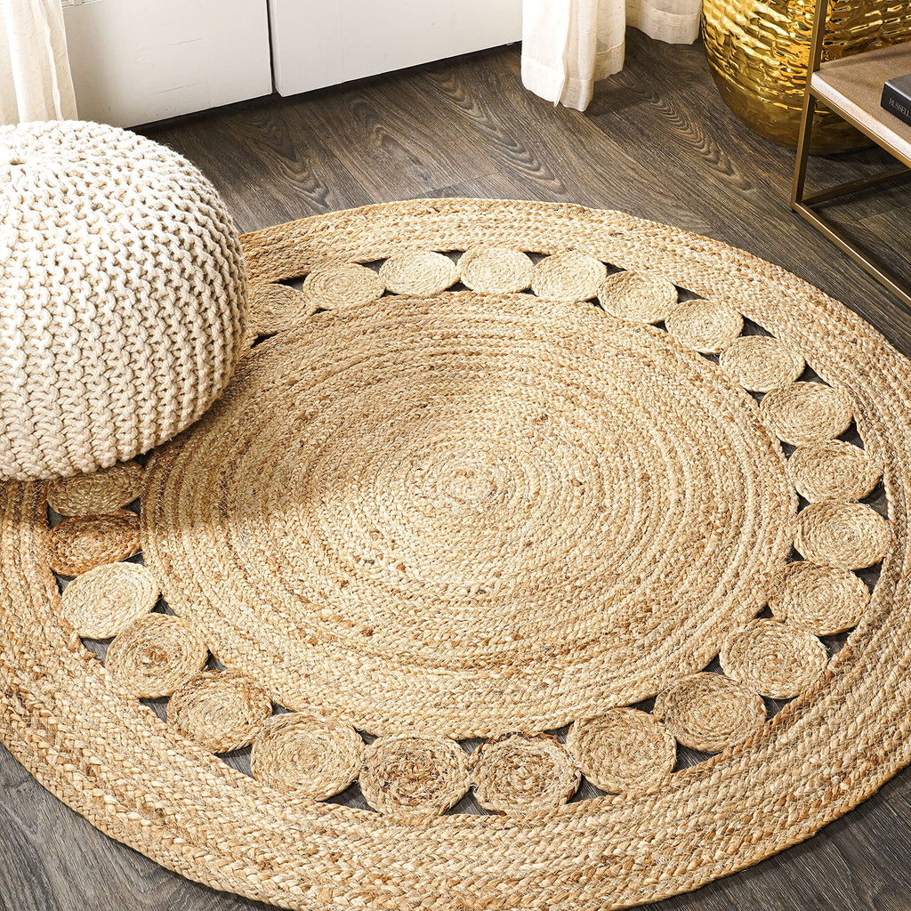 Boho Natural Jute Round Indoor Area Rug